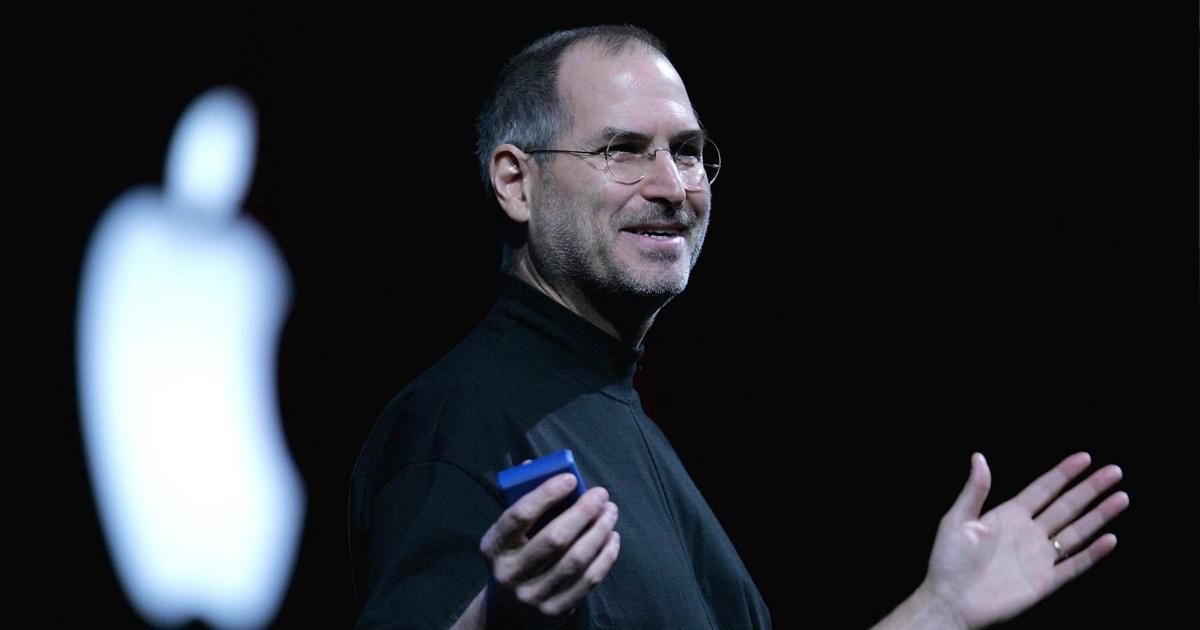 Close up of mentors; Steve Jobs presenting at an Apple Keynote conference.